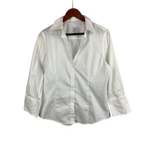 Kirstie Kelly Signature Womens Medium White Button-Up Shirt 100% Cotton